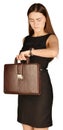 Business woman holding a briefcase in his hand and Royalty Free Stock Photo