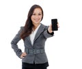 Business woman holding a cell phone Royalty Free Stock Photo