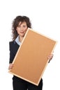 Business woman holding the corkboard Royalty Free Stock Photo