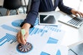 Business woman holding a darts aiming at the target center of dart board, Setting challenging business  goals And ready to achieve Royalty Free Stock Photo