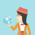 Business woman holding Earth globe. Royalty Free Stock Photo