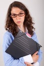 The business woman is holding a file in her hands Royalty Free Stock Photo