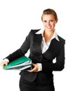 Business woman holding folders with documents Royalty Free Stock Photo