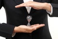 Business woman holding hourglass Royalty Free Stock Photo