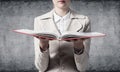 Business woman holding open book Royalty Free Stock Photo