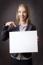 Business woman holding sign Royalty Free Stock Photo