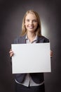 Business woman holding sign Royalty Free Stock Photo