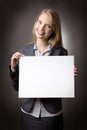 Business woman holding sign Royalty Free Stock Photo