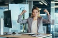 Business woman I can do everything, portrait of successful business owner, businesswoman looking at camera and smiling