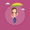 Business woman insurance agent with umbrella.