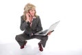 Business Woman Juggling Cellphone and Laptop 2