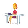 Business woman or lady working, vector icon