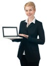 Business woman with laptop Royalty Free Stock Photo