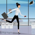 Business woman late for the plane Royalty Free Stock Photo