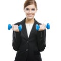 Business woman lifting weights Royalty Free Stock Photo