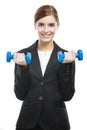 Business woman lifting weights Royalty Free Stock Photo