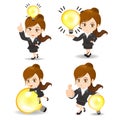 Business woman with light bulb