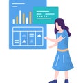 Business woman make presentation flat vector icon Royalty Free Stock Photo