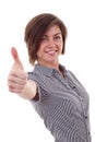 Business woman making thumb up gesture Royalty Free Stock Photo