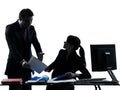 Business woman man couple dispute conflict silhouette