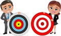 Business Woman and Man Holding Target