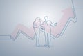 Business Woman And Man Silhouette Financial Graph Arrow Up Background