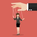 Business woman marionette on ropes