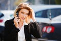Fashion business woman calling on the cell phone Royalty Free Stock Photo