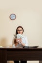 Business woman with money fans in hands Royalty Free Stock Photo