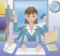 Business woman multitasking illustration Royalty Free Stock Photo