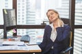 Business woman neck pain from longtime hard work in office Royalty Free Stock Photo