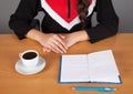 Business woman  notebook  pen and coffee Royalty Free Stock Photo