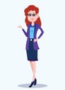 Business woman Office cartoon characters. Standing persons. Business People at morning meeting. Illustration vector.