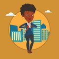 Business woman opening her jacket like superhero. Royalty Free Stock Photo