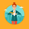 Business woman opening her jacket like superhero. Royalty Free Stock Photo