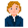 Business woman pixel character. Character for video game. Vector, isolated. Royalty Free Stock Photo