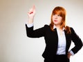 Business woman pointing copy space Royalty Free Stock Photo