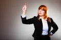 Business woman pointing copy space Royalty Free Stock Photo