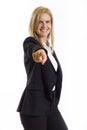 Business woman pointing her finger Royalty Free Stock Photo
