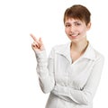 business woman pointing at something interesting Royalty Free Stock Photo