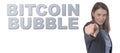 Business Woman pointing the text BITCOIN BUBBLE Royalty Free Stock Photo