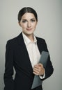 Business woman portrait frey background isolated