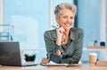 Business, woman and portrait of a mature ceo proud of her startup company success in a corporate office. Mature Royalty Free Stock Photo