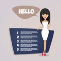 Business woman presentation. Retro style vector Royalty Free Stock Photo