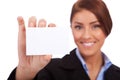 Business woman presenting her visiting card Royalty Free Stock Photo
