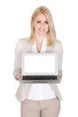Business woman presenting laptop Royalty Free Stock Photo