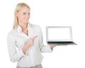 Business woman presenting laptop Royalty Free Stock Photo