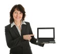 Business woman presenting laptopn