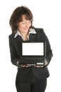 Business woman presenting laptopn