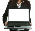 Business woman presenting laptopn